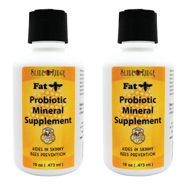 Version 1.0.0 Slide Ridge Fat Bee suplemento probiótico abejas mieleras 16 oz