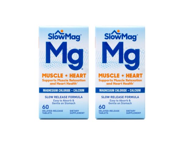 SlowMag Mg Muscle + Heart frasco y etiqueta