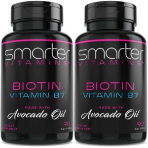 Frasco frontal Smarter Biotin 5000mcg en aceite de aguacate