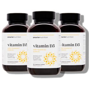 SMARTERNUTRITION Vitamina D3 K2 botella 180 cápsulas veganas