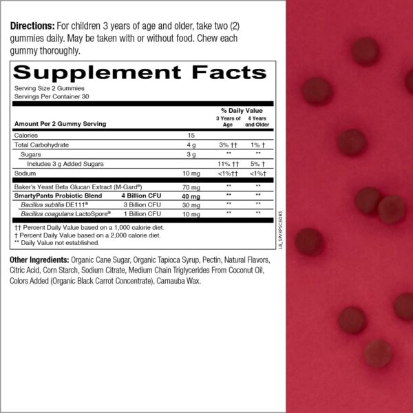 Version 1.0.0 SmartyPants suplemento gomoso niños prebióticos probióticos 60 unidades