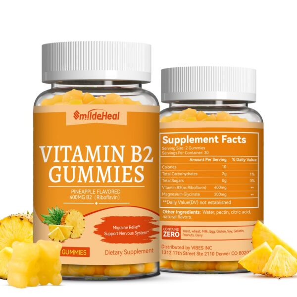 Frente del envase SmildeHeal B2 riboflavina 400 mg