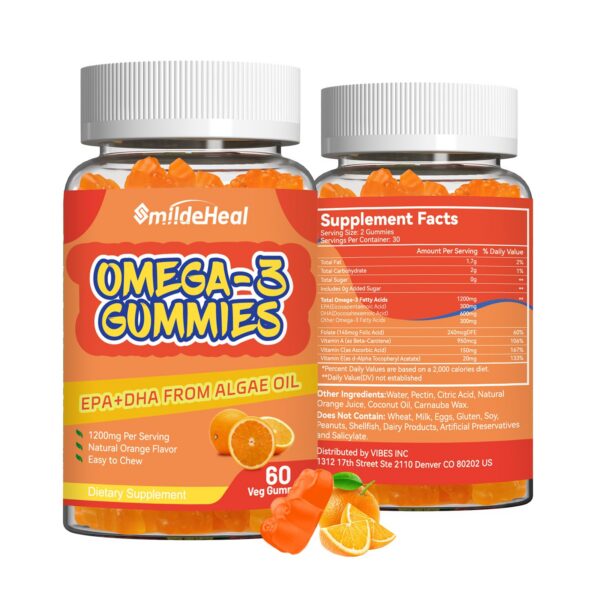 Version 1.0.0 Frasco frontal SmildeHeal Omega-3 Gomitas 60 Unidades