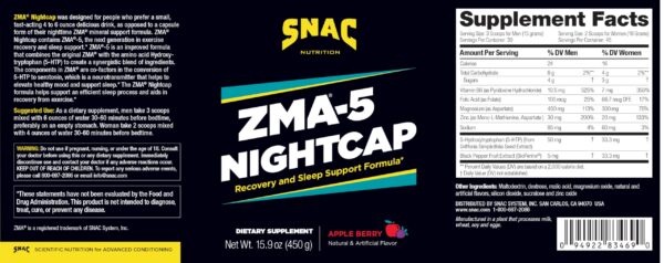 Presentación de ZMA-5 Nightcap en envase