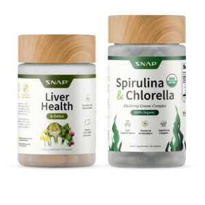 Frasco de espirulina y clorella