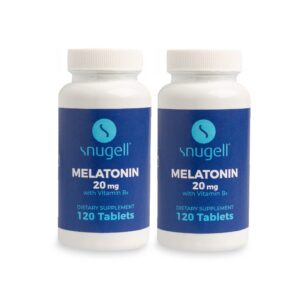 Snugell Melatonina 20 mg vitaminas paquete frontal 120 tabletas