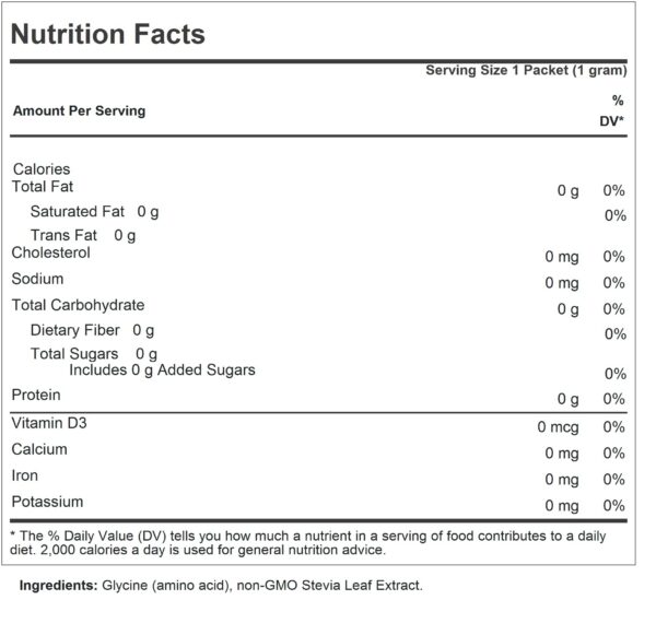 Version 1.0.0 Sobres de endulzante Sucress Andrew Lessman caja abierta