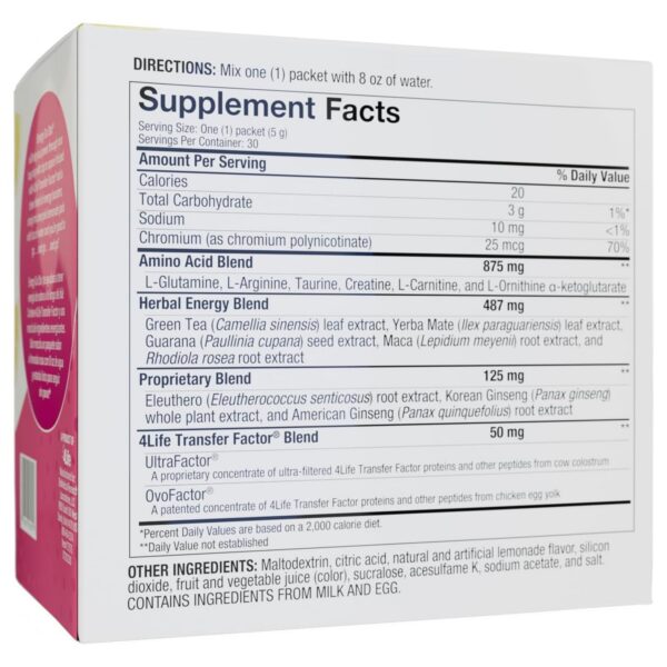 Sobres individuales 4Life Energy Go Stix sabor limonada rosa