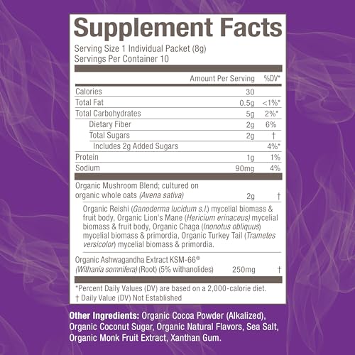 Sobres individuales de mezcla de chocolate caliente con hongos OM