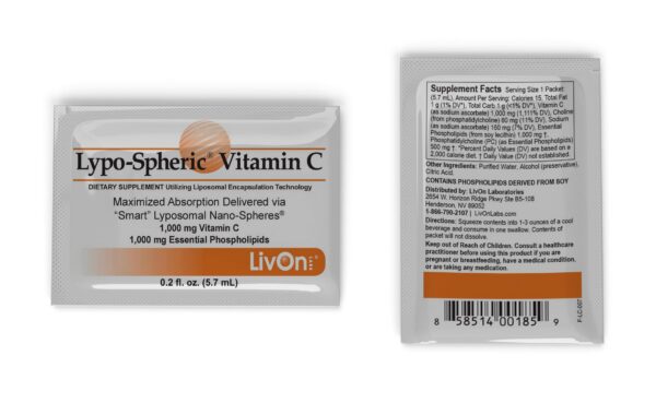 Paquete individual LivOn Vitamina C liposomal sin azúcar