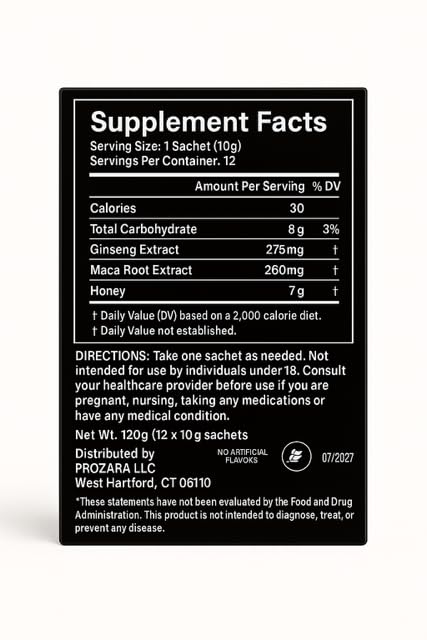 Sobres de miel individual New Stamina Spring para vitalidad