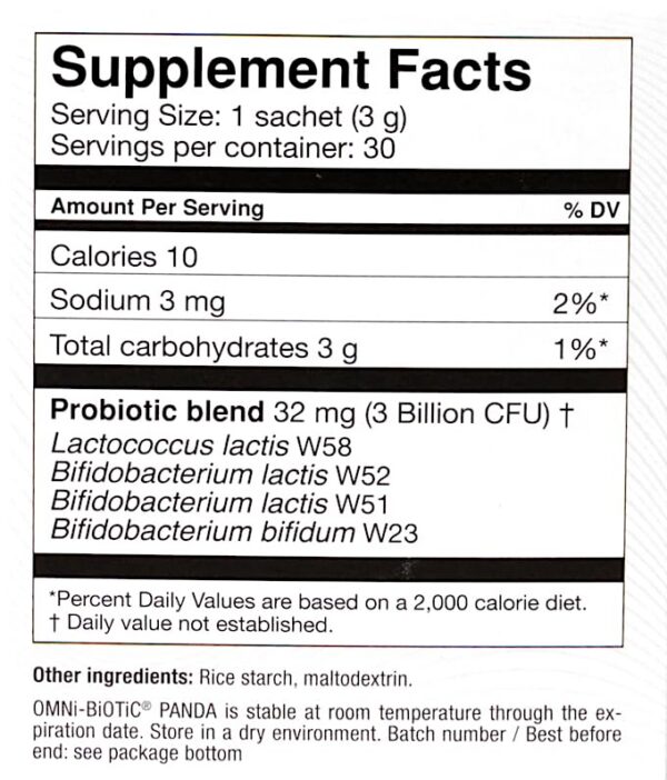 Version 1.0.0 Sobres individuales de polvo probiótico OMNi BiOTiC Panda
