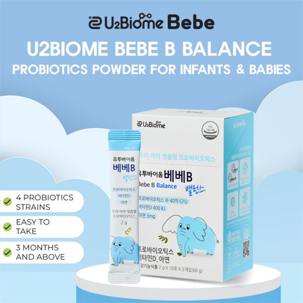 Sobres de probióticos para bebés U2Biome Bebe sabor manzana