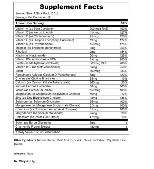 Sobres de suplemento prenatal líquido Mixhers para embarazo