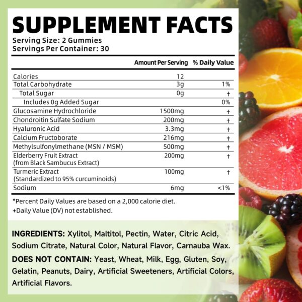etiqueta de gominolas glucosamina condroitina