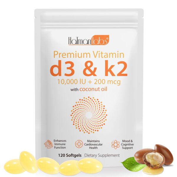 Version 1.0.0 Softgel vitamina d3 k2 10000 ui aceite de coco 120 piezas