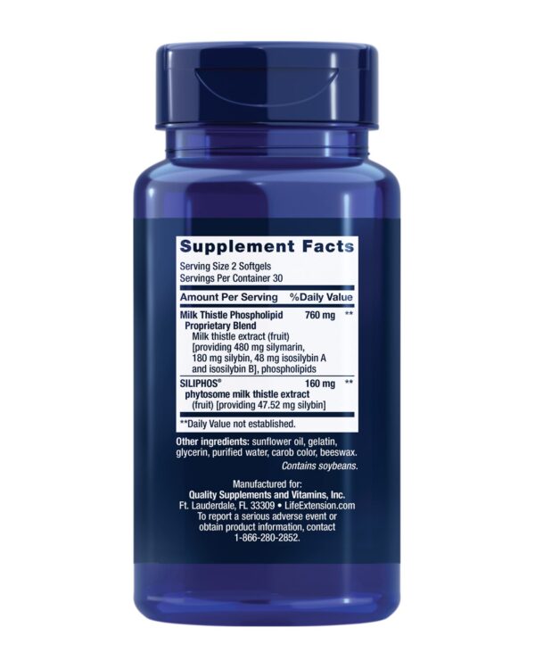 Softgeles de cardo mariano sin gluten y no OMG Life Extension