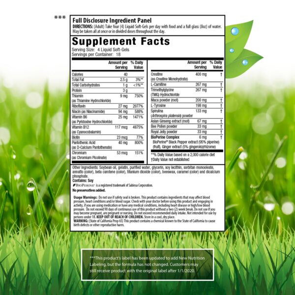 Softgels líquidos Irwin Naturals para energía y enfoque mental
