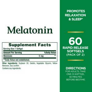 Version 1.0.0 Softgels de melatonina Nature's Bounty 5mg fáciles de tragar y efectivo