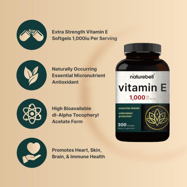 Softgels NatureBell vitamina E esenciales para la salud