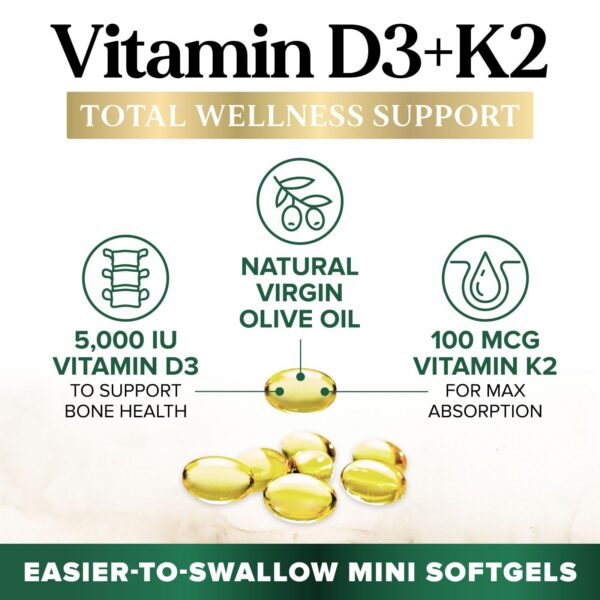 Softgels Nature's Nutrition vitamina d3 k2 calidad premium