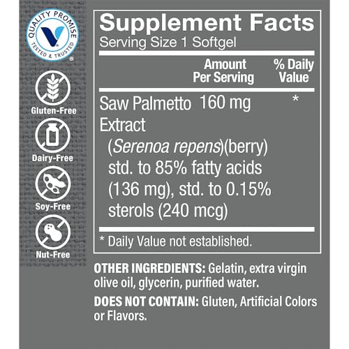 Softgels Vitamin Shoppe Saw Palmetto extracto natural