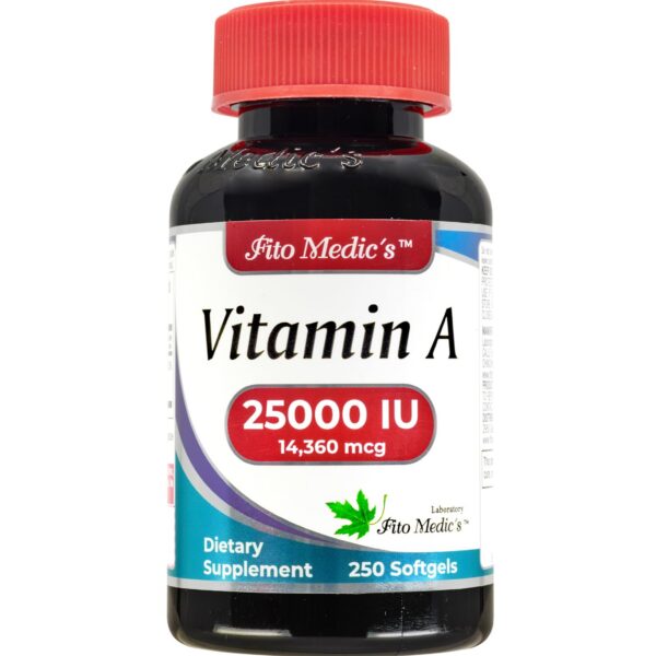 Softgels alineados de Vitamina A 25000 UI