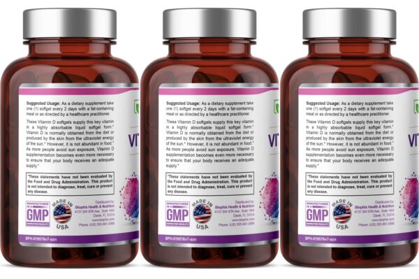 Softgels vitamina D-3 alta potencia biophix sin soya ni OGM