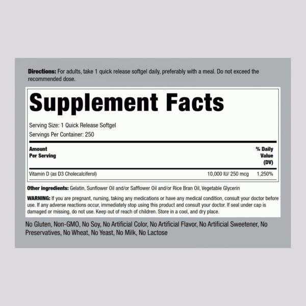 Softgels de alta potencia Vitamina D3 Piping Rock