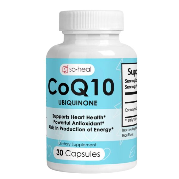 Frasco de SoHeal CoQ10 ubiquinona