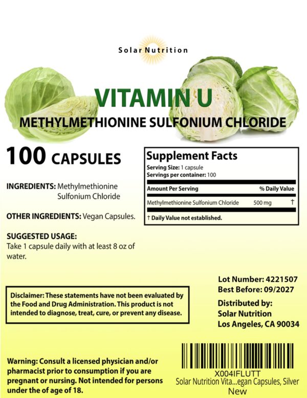 Frente del frasco Solar Nutrition Vitamin U