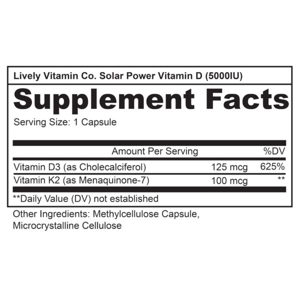 Solar Power Vitamina D3 suplemento caja frontal