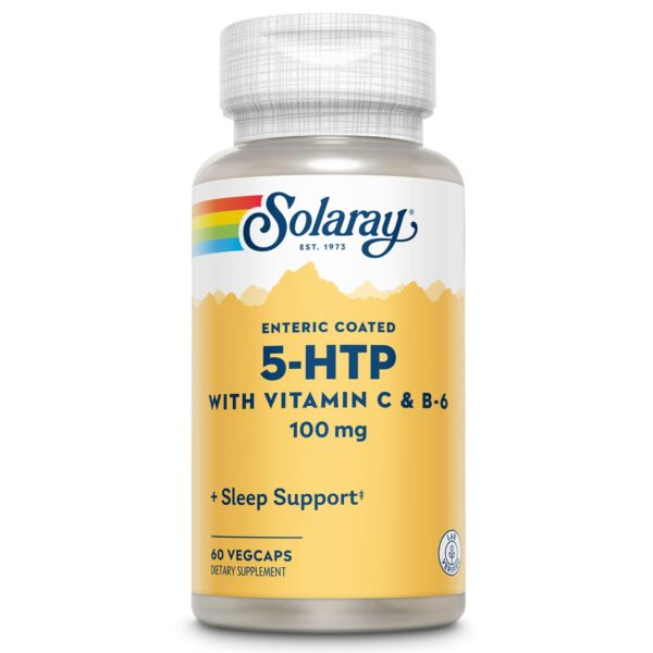 Solaray 5-HTP botella y etiqueta