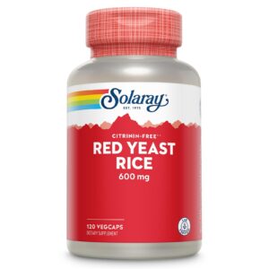 Envase de SOLARAY Arroz de Levadura Roja 600mg 120 cápsulas vegetales