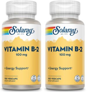 SOLARAY B-2 Riboflavin 100 mg con Aloe Vera - etiqueta frontal