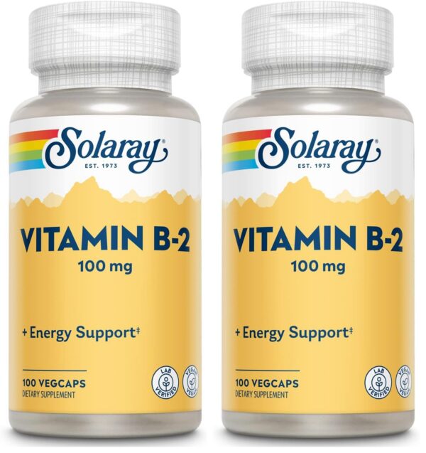 SOLARAY B-2 Riboflavin 100 mg con Aloe Vera - etiqueta frontal