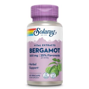 Botella de Solaray Bergamota 500 mg suplemento cítrico vegano