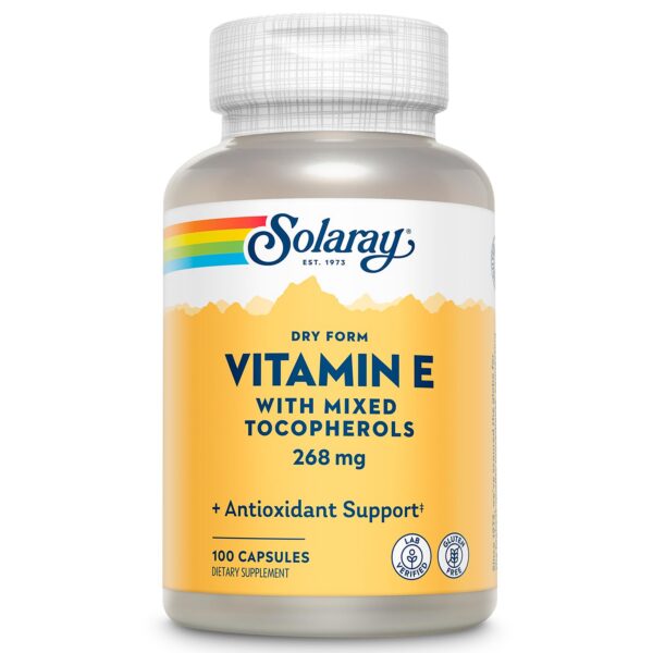 SOLARAY cápsulas vitamina E 400 IU forma seca suplemento antioxidante