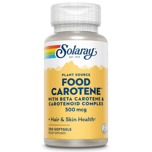 SOLARAY caroteno vegetal Vitamina A frasco y etiqueta