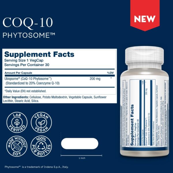 Cápsulas veganas de Solaray CoQ10 Phytosome 200 mg