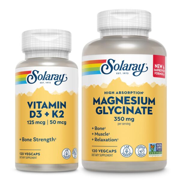 Frasco Solaray D3 K2 Magnesio glicinato