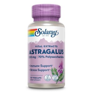 Frasco de cápsulas Solaray extracto de astrágalo 200mg