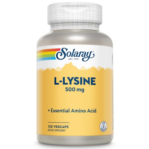 Solaray L-Lisina 500mg suplemento aminoácido 120 cápsulas vegetales