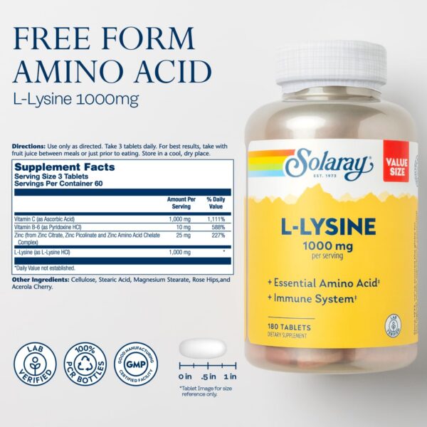 Version 1.0.0 Etiqueta frontal SOLARAY L-Lysine 1000 mg