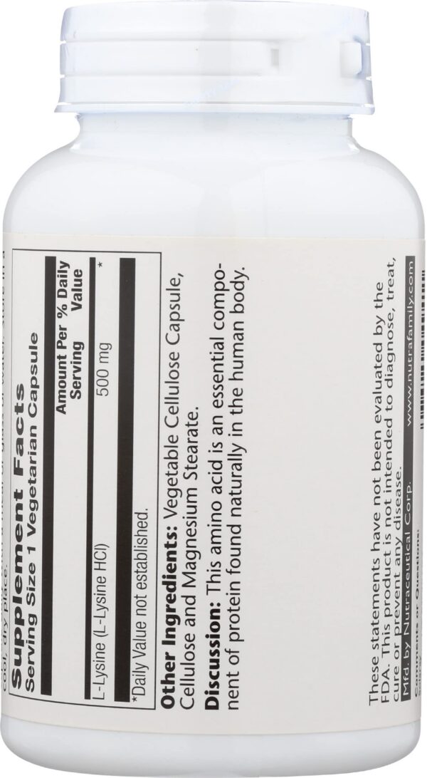 Version 1.0.0 Etiqueta frontal Solaray L-Lysine 500 mg