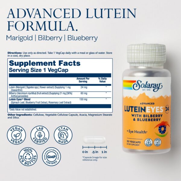Lutein Eyes Blend ingredientes: espinaca, arándano y romero
