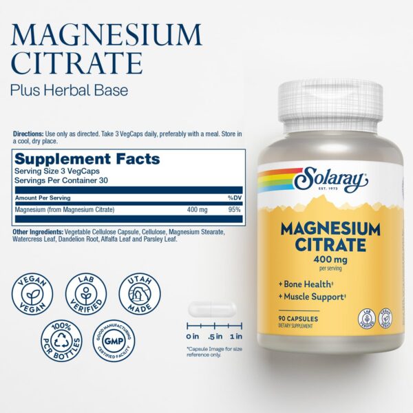 Etiqueta Solaray Magnesium Citrate 400 mg