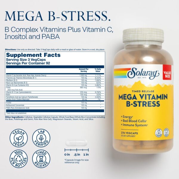 Etiqueta SOLARAY Mega B Stress y Pasiflora