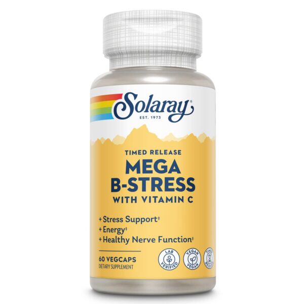 Botella de Solaray Mega Vitamina B-Stress con Vitamina C