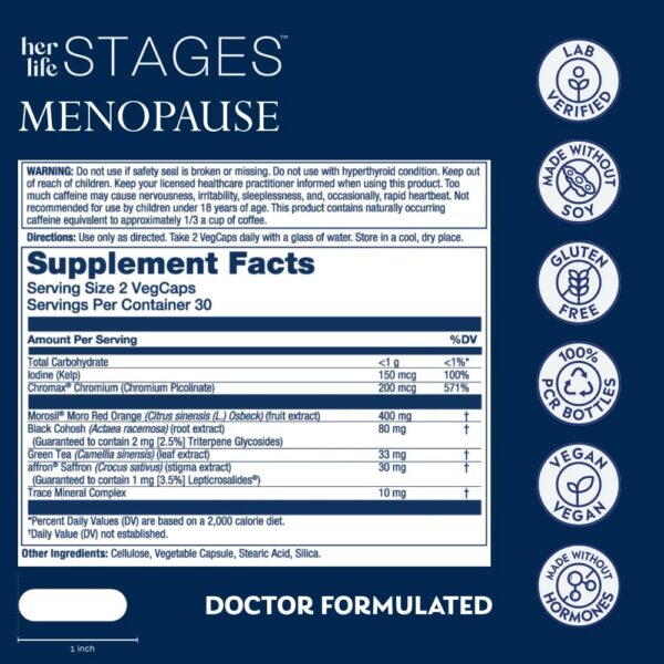 Version 1.0.0 Etiqueta nutricional SOLARAY Menopause Life Stages